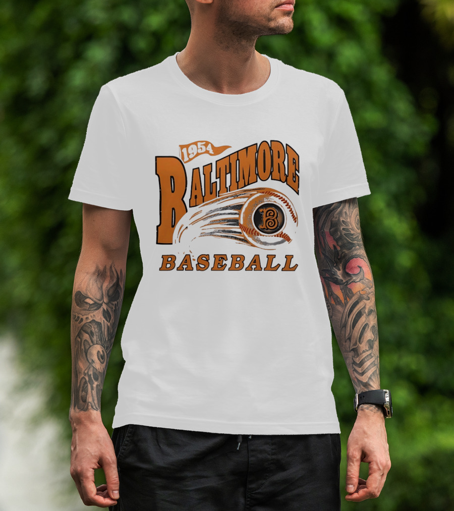 1954 Baltimore Baseball B Classic MLB Style Vintage Look T-Shirt