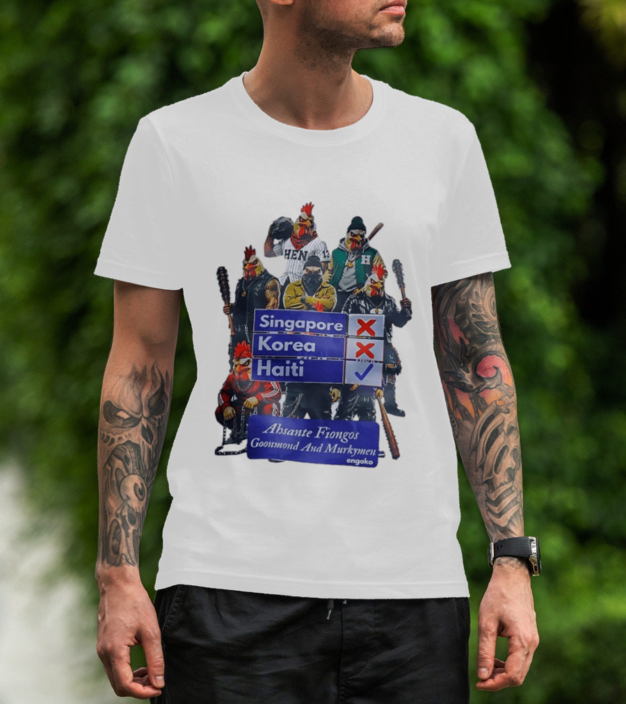 Ahsante Fiongos Goonmond Murkymen Haiti Rooster Crew T-Shirt