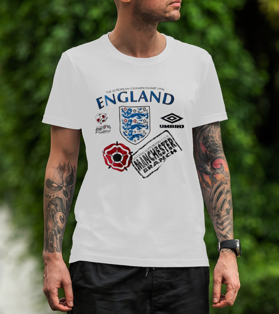 The European Championship 1996 England Supporters Club Manchester Branch Umbro Euro 96 T-Shirt