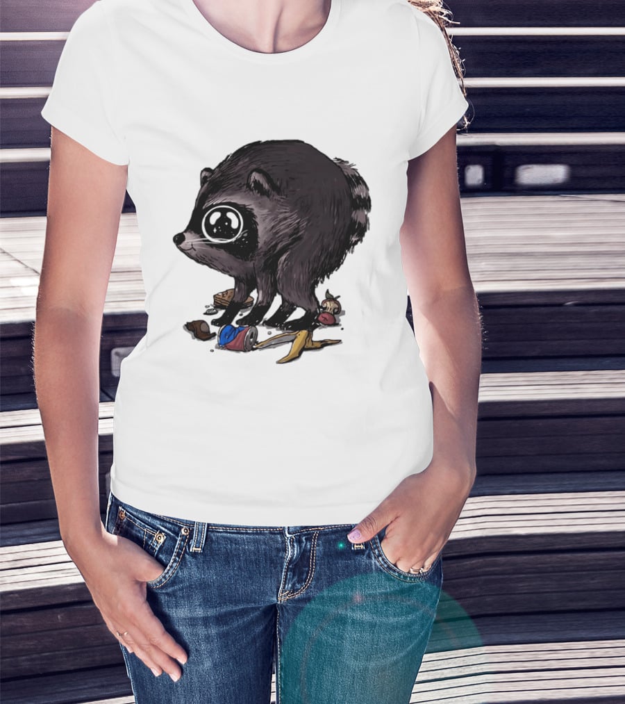 Jimothy Raccoon With Trash And Banana Peel T-Shirt