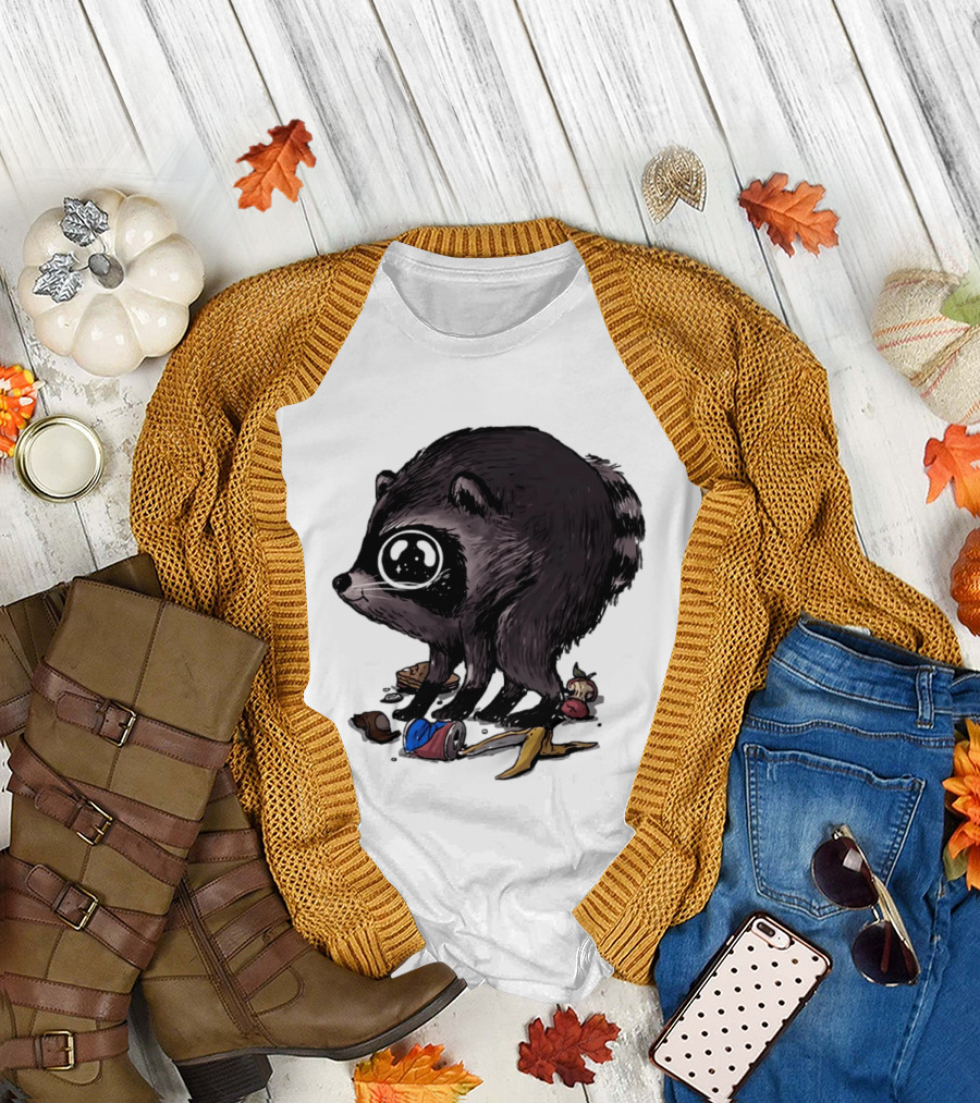 Jimothy Raccoon With Trash And Banana Peel T-Shirt