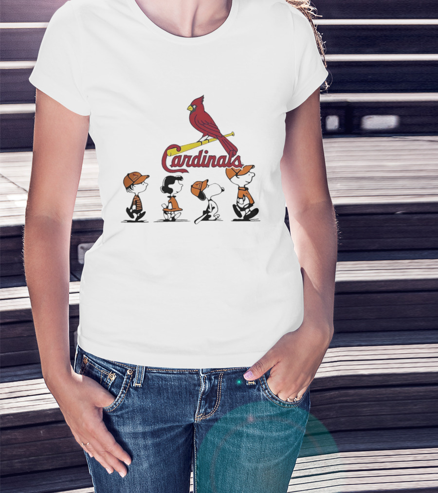 Peanuts Characters St Louis Cardinals Baseball Team Collaboration T-Shirt