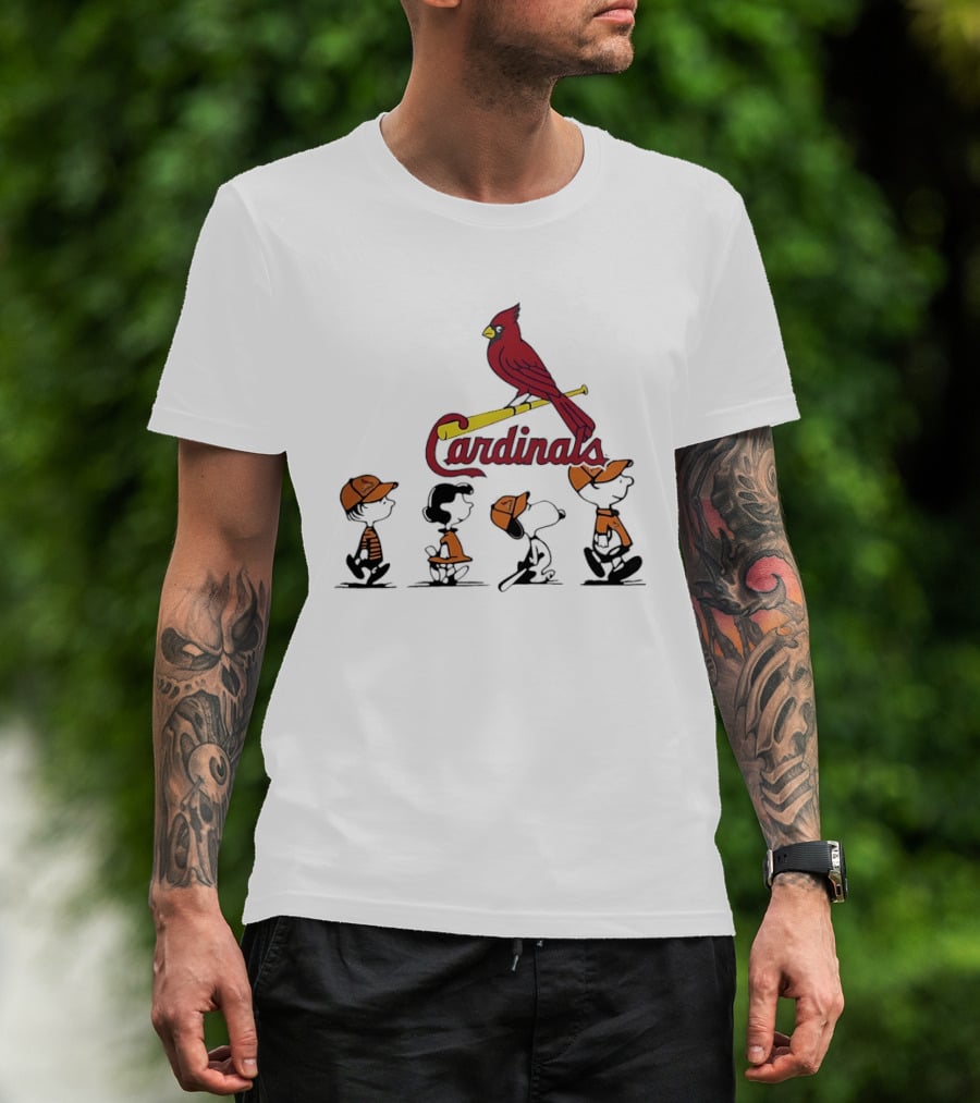 Peanuts Characters St Louis Cardinals Baseball Team Collaboration T-Shirt