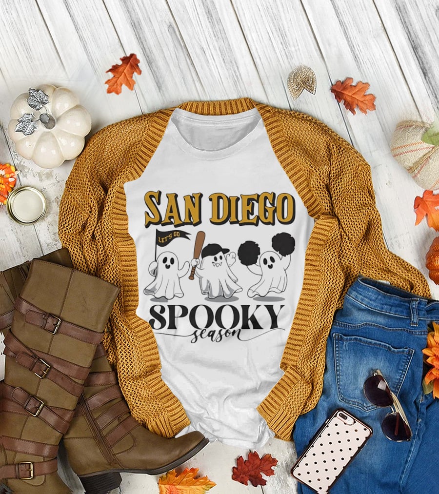 San Diego Let's Go Ghosts Spooky Season Baseball T-Shirt
