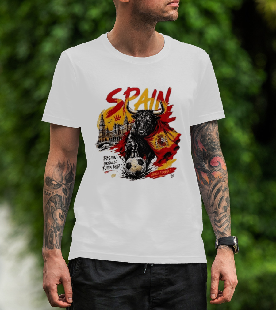 Spain Pasión Orgullo Furia Roja Vamos España Bull Flag 2026 T-Shirt