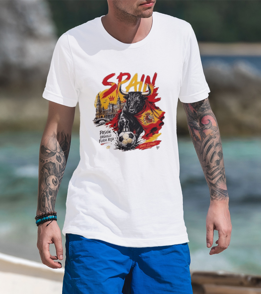 Spain Pasión Orgullo Furia Roja Vamos España Bull Flag 2026 T-Shirt