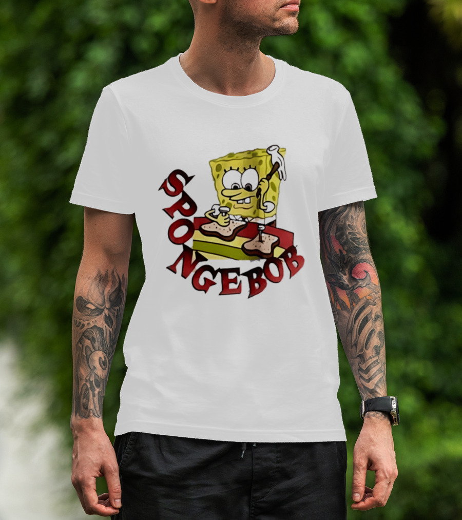 SpongeBob Assembling Sandwich With Hammer T-Shirt