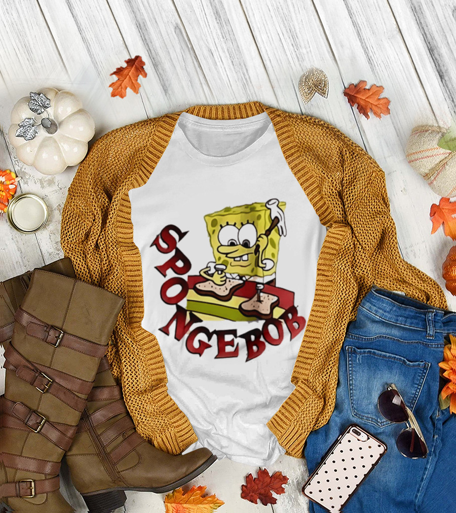 SpongeBob Assembling Sandwich With Hammer T-Shirt