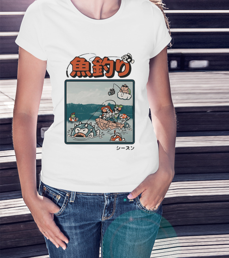 Super Mario Fishing Season Luigi Yoshi Toad Bowser Japan T-Shirt