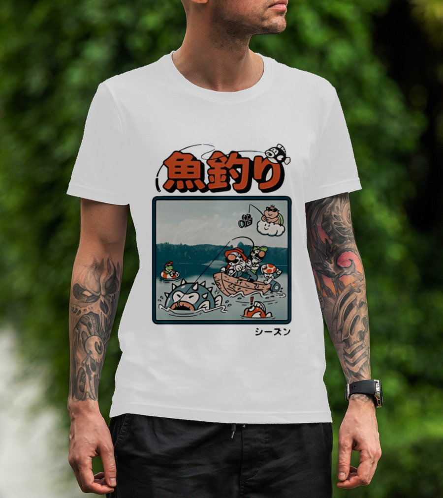 Super Mario Fishing Season Luigi Yoshi Toad Bowser Japan T-Shirt