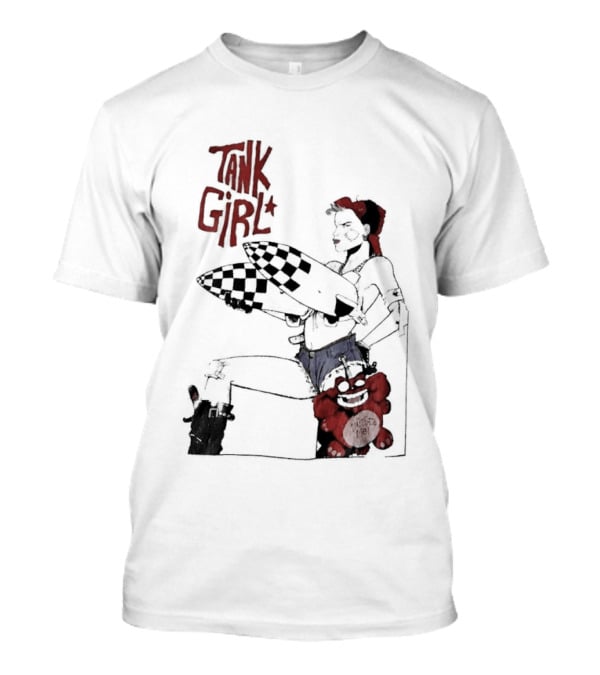 Tank Girl Checkered Missiles Red Text With Plush Toy T-Shirt