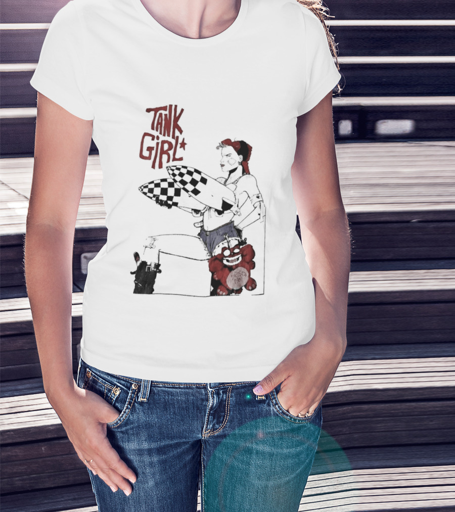 Tank Girl Checkered Missiles Red Text With Plush Toy T-Shirt