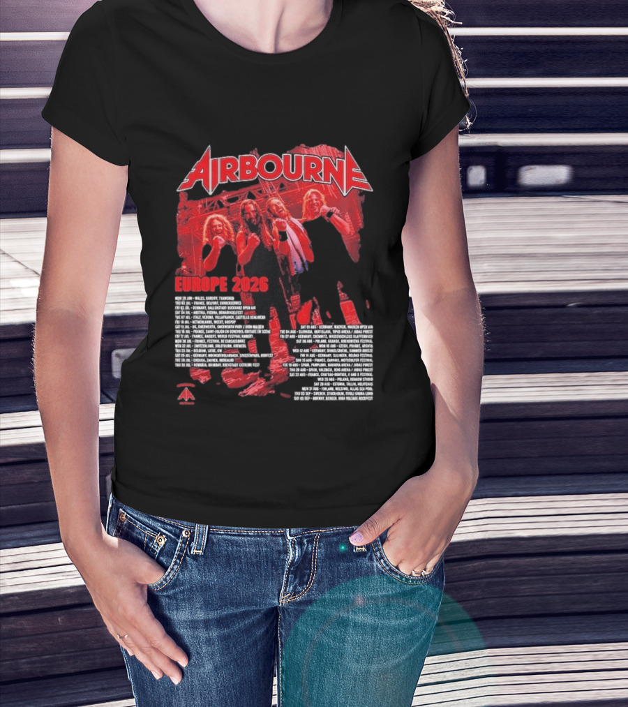 Airbourne Get Gutsy Europe 2026 Tour Dates And Cities T-Shirt