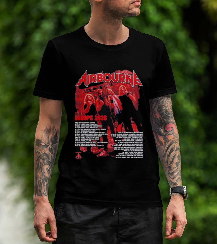 Airbourne Get Gutsy Europe 2026 Tour Dates And Cities T-Shirt