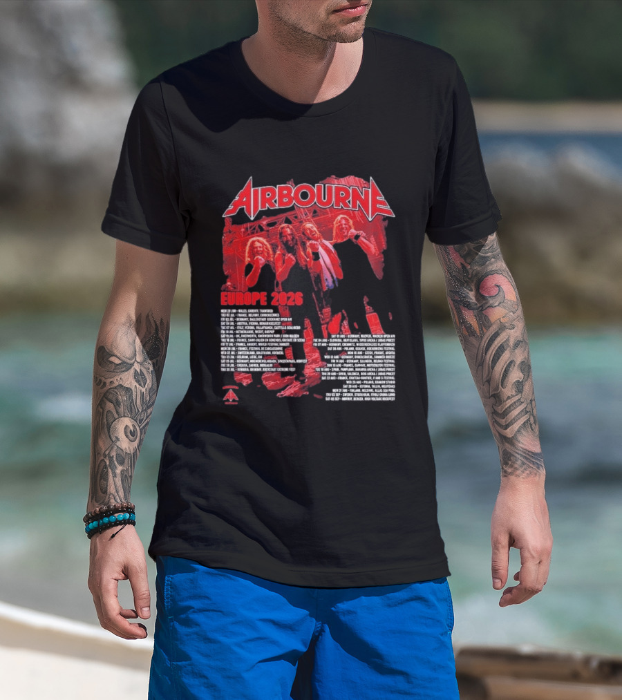 Airbourne Get Gutsy Europe 2026 Tour Dates And Cities T-Shirt