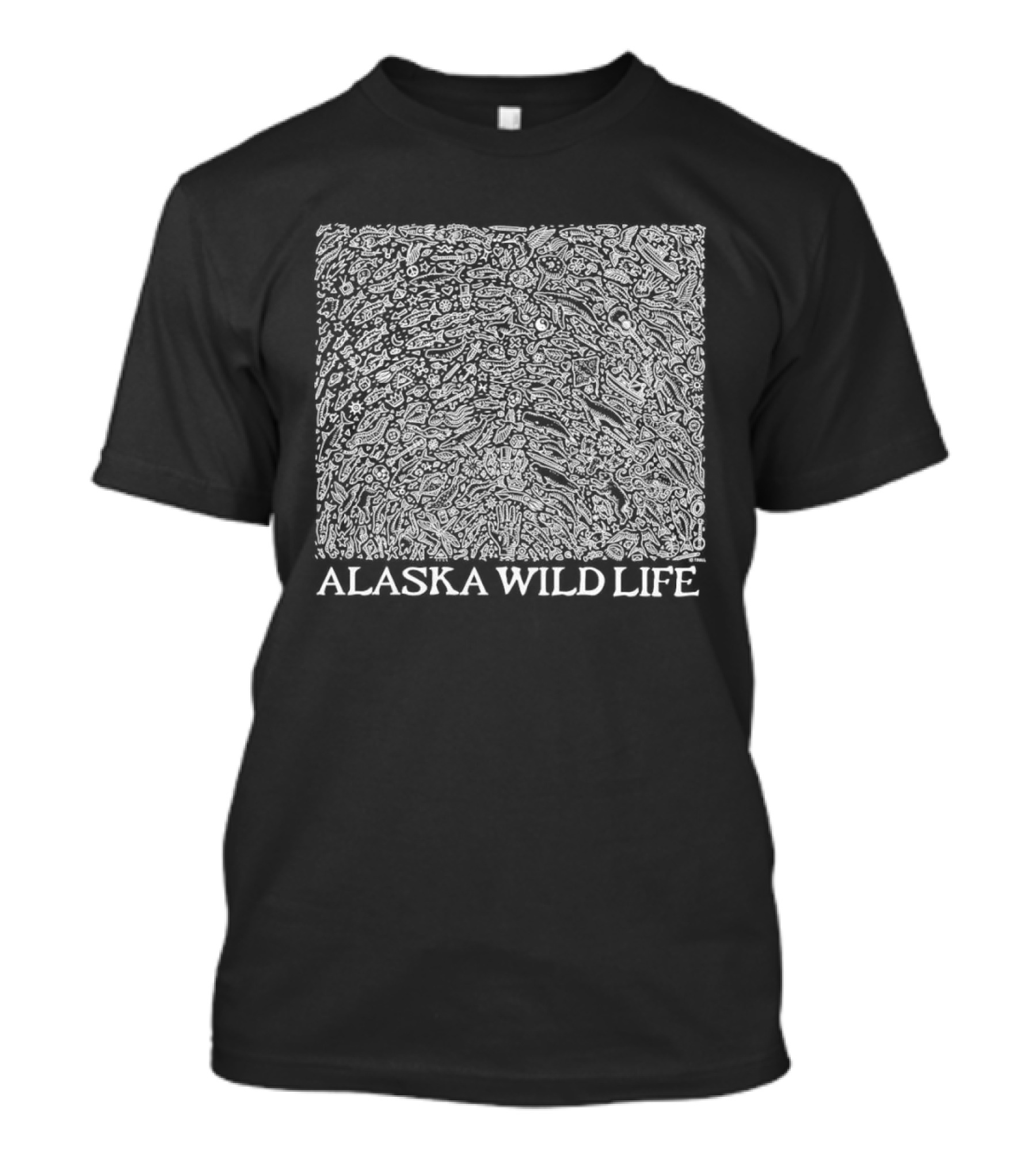 Alaska Wildlife Fish And Marine Life Doodles T-Shirt
