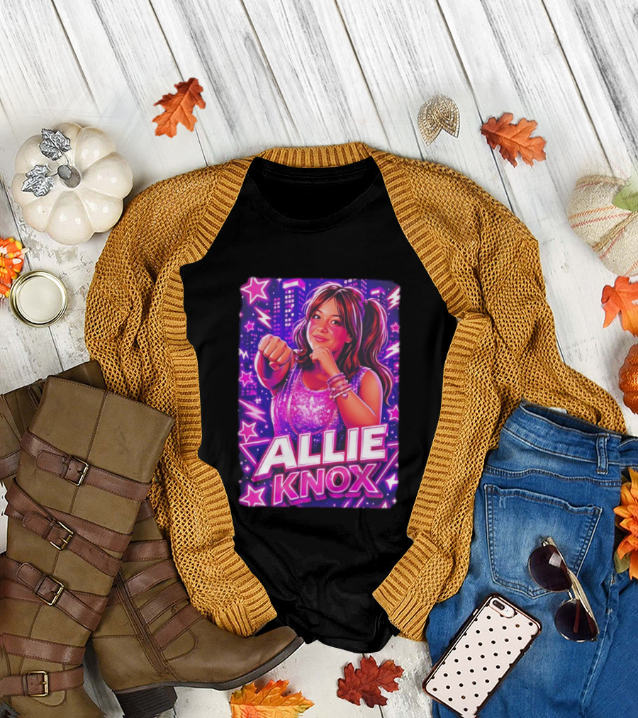 Allie Knox Retro Neon City Lights Style With Stars T-Shirt