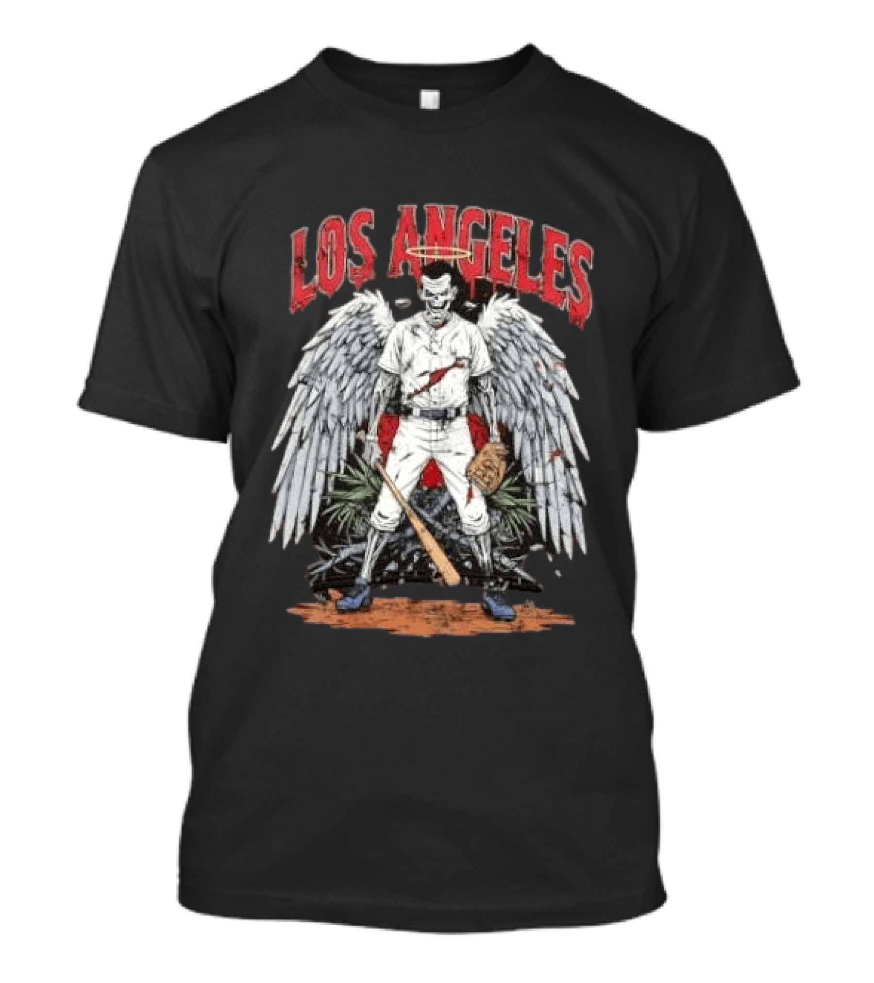 LOS ANGELES Angelic Baseball Player With Wings And Halo T-Shirt