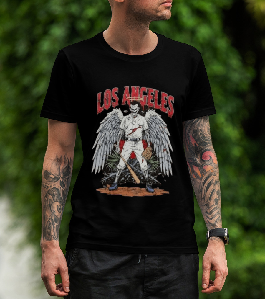 LOS ANGELES Angelic Baseball Player With Wings And Halo T-Shirt