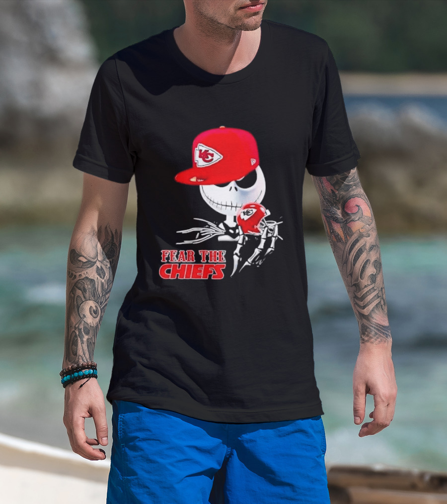 Jack Skellington Kansas City Chiefs Helmet Fear The Chiefs T-Shirt