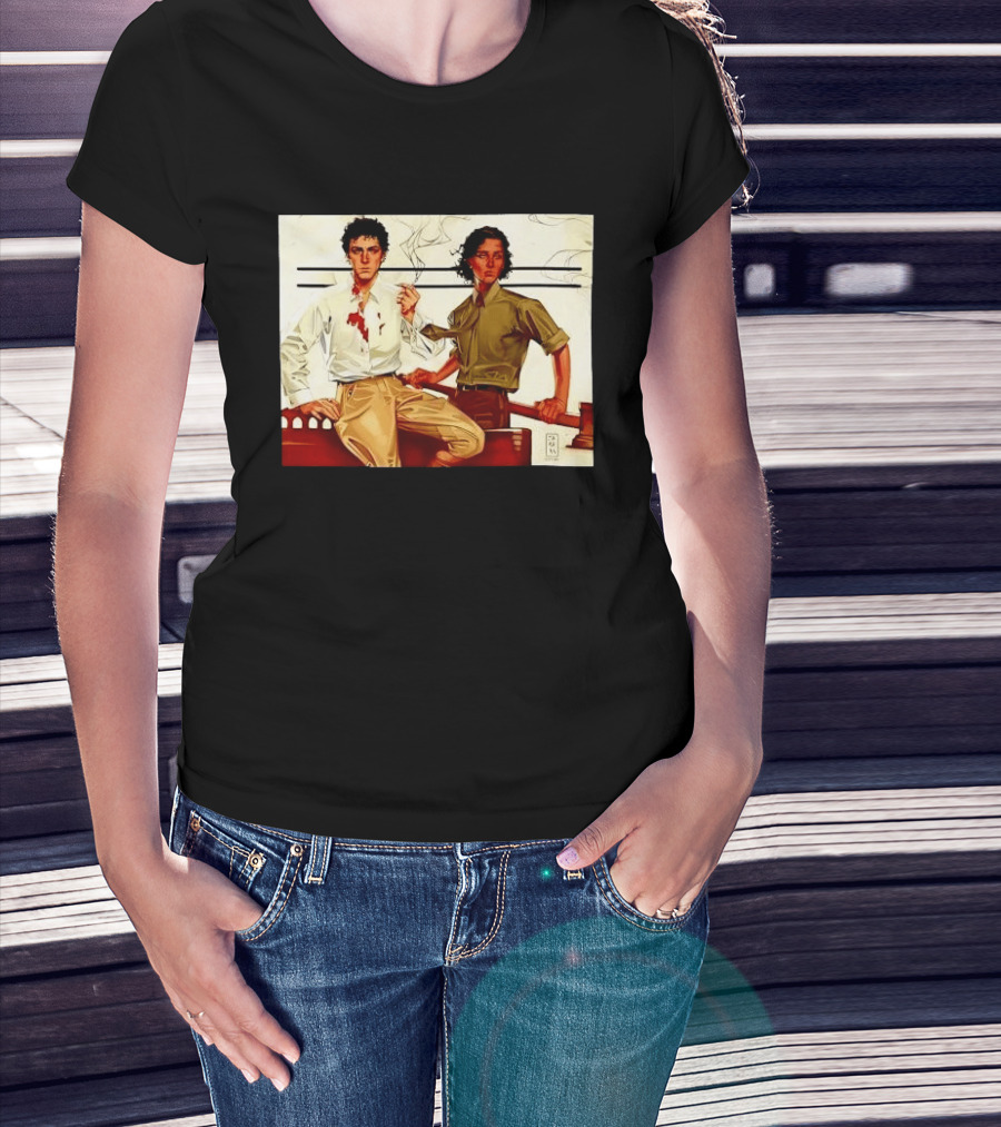 JAPH Two Men Smoking With Bloodstain T-Shirt