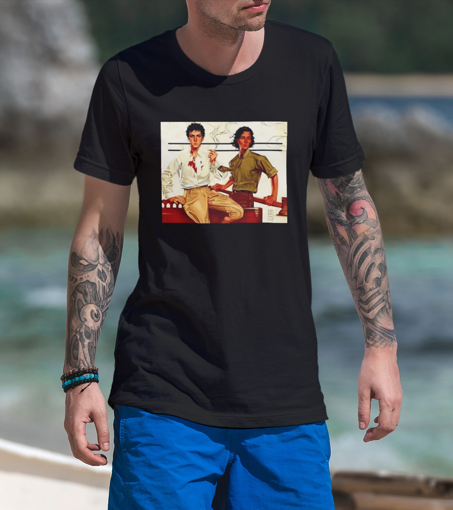 JAPH Two Men Smoking With Bloodstain T-Shirt