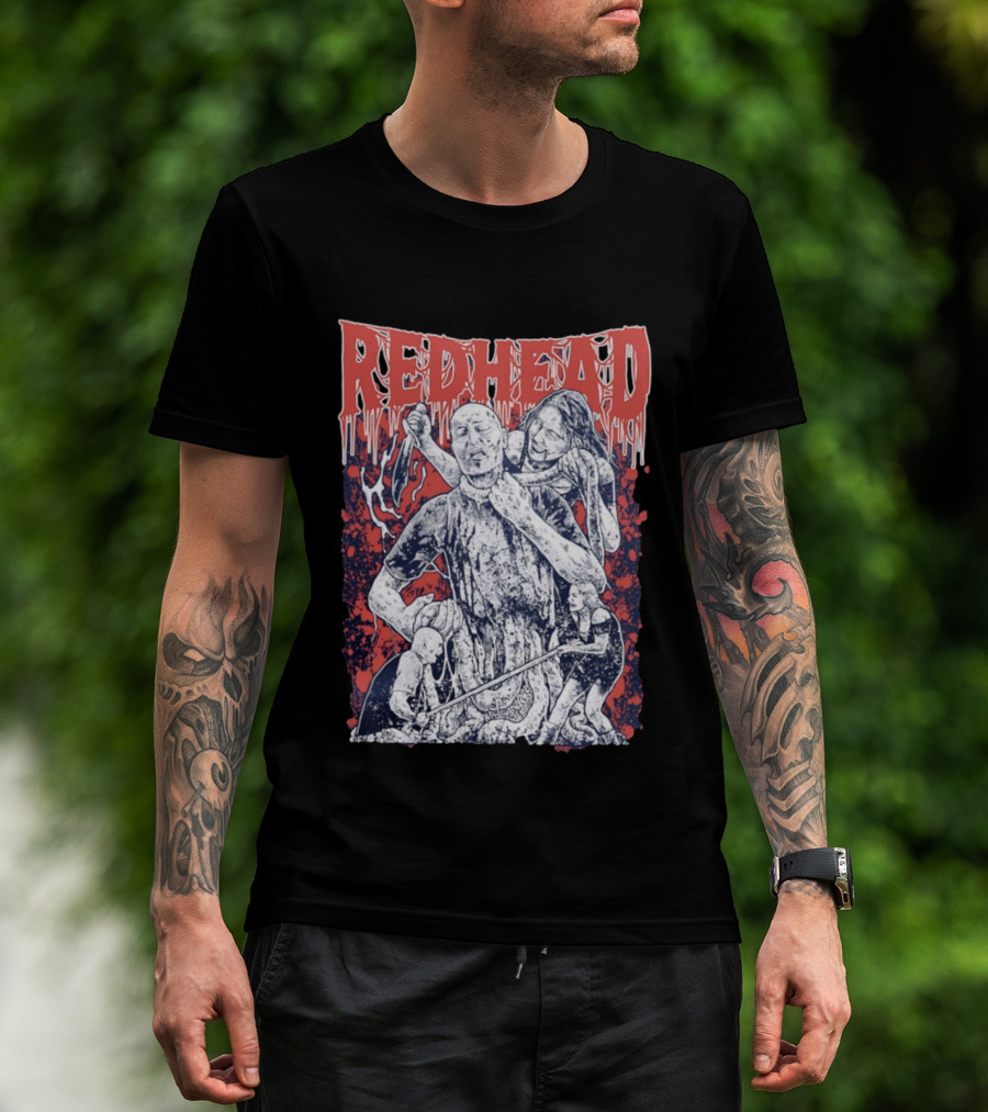 Red Head Horror Gruesome Comic Style Bloodied Figures T-Shirt