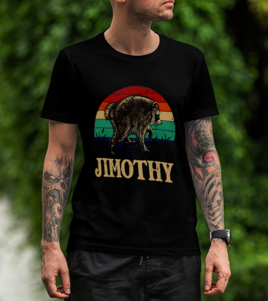 Jimothy Raccoon Retro Stripes Ballard Seattle T-Shirt