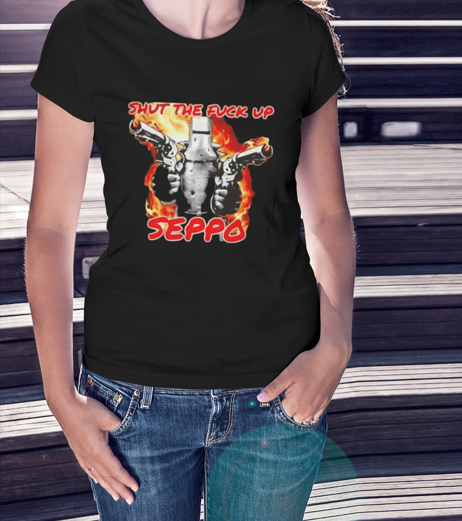 Shut The Fuck Up Seppo Dual Revolvers Fire Knight T-Shirt
