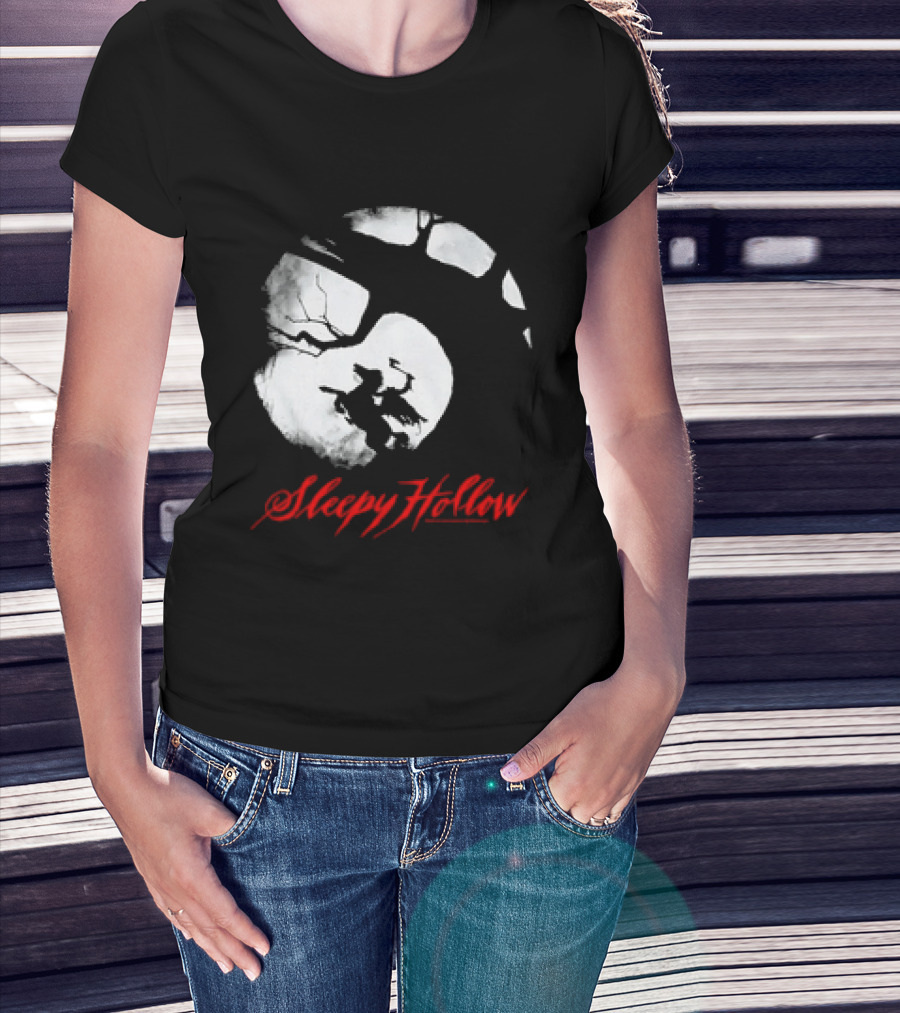 Sleepy Hollow Red Lettering Crescent Moon T-Shirt