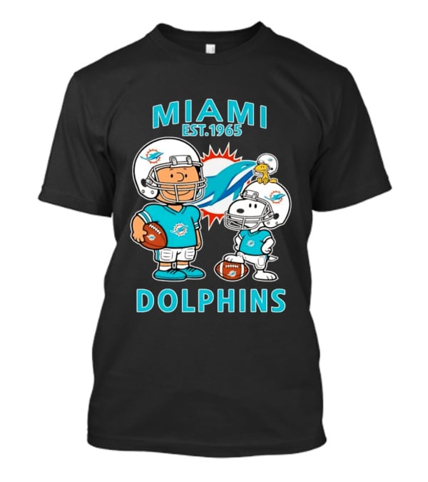 Miami Dolphins Est 1965 Charlie Brown Snoopy Football T-Shirt