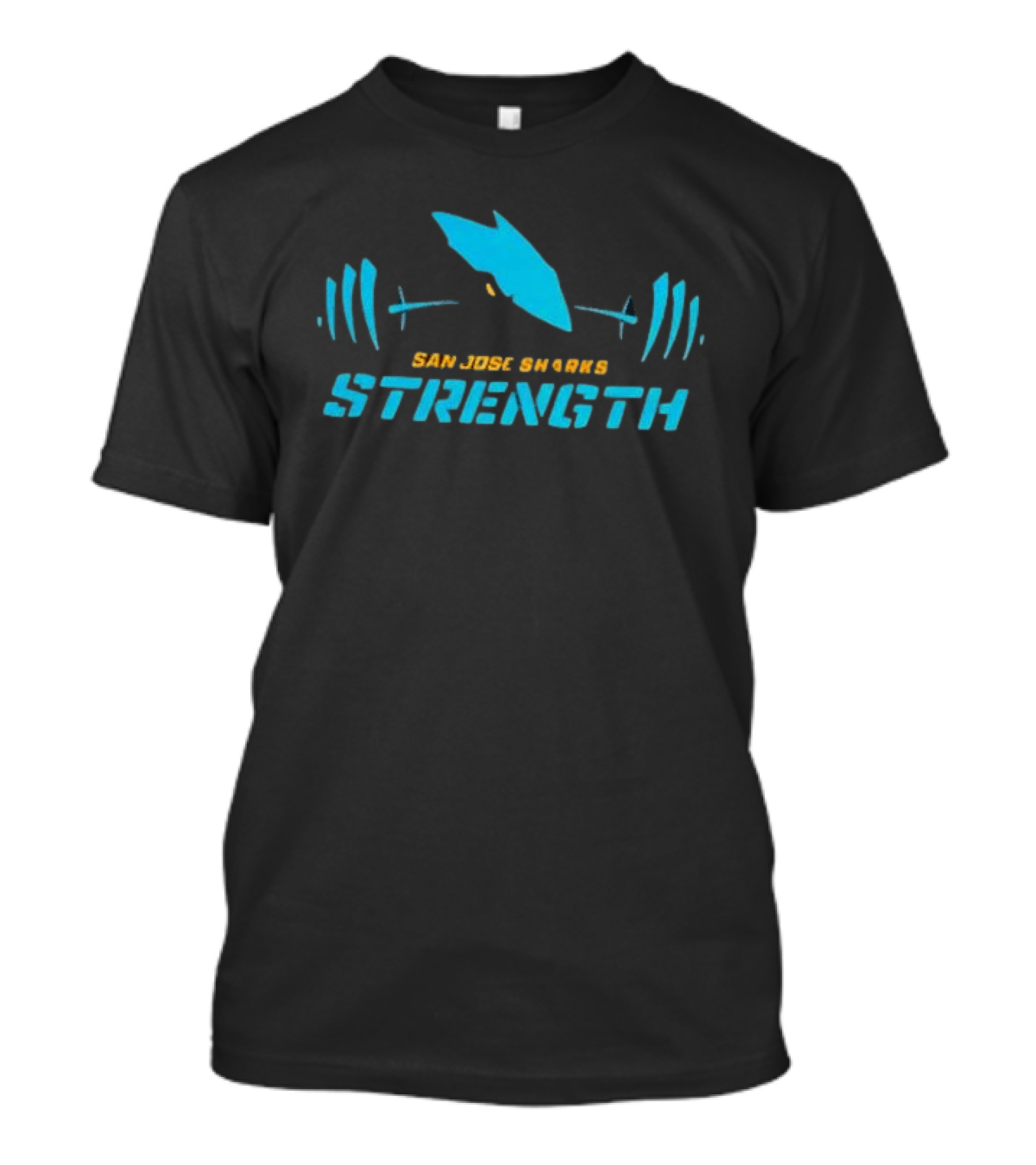 San Jose Sharks Strength Weightlifting Barbell T-Shirt