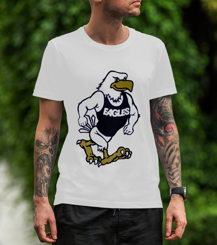 Eagles Athletic Mascot Running Eagle Motif T-Shirt