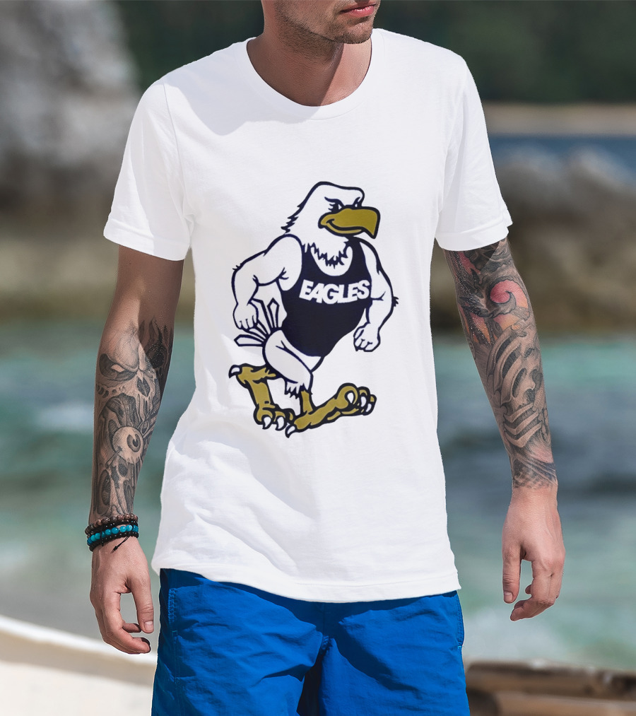 Eagles Athletic Mascot Running Eagle Motif T-Shirt