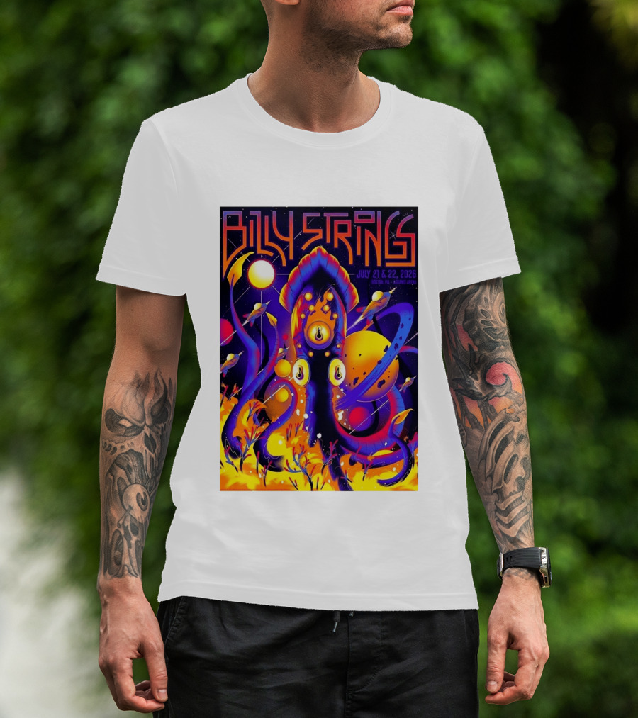 Billy Strings Boston MA July 21 22 2026 Live Agganis Arena Event Psychedelic Cosmic Squid T-Shirt