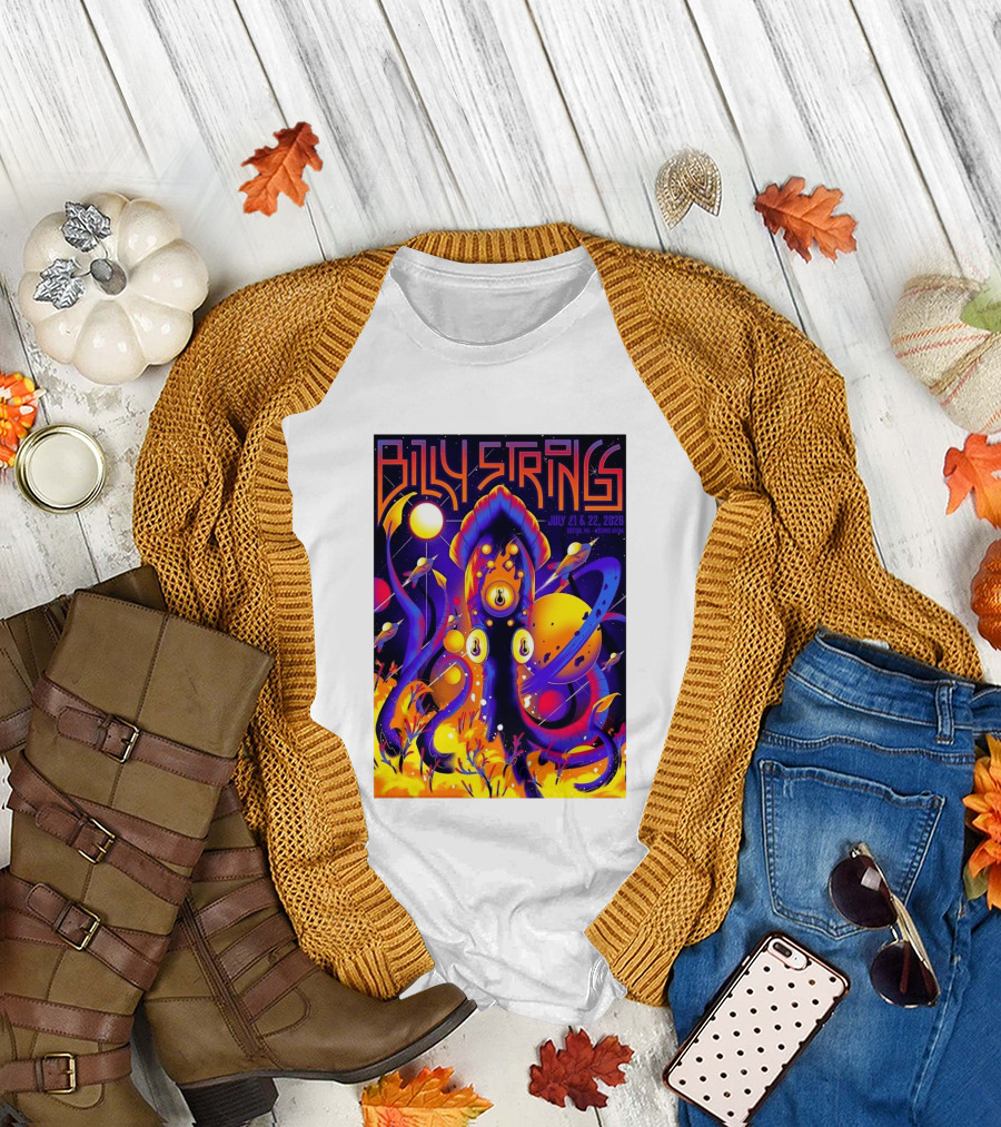 Billy Strings Boston MA July 21 22 2026 Live Agganis Arena Event Psychedelic Cosmic Squid T-Shirt