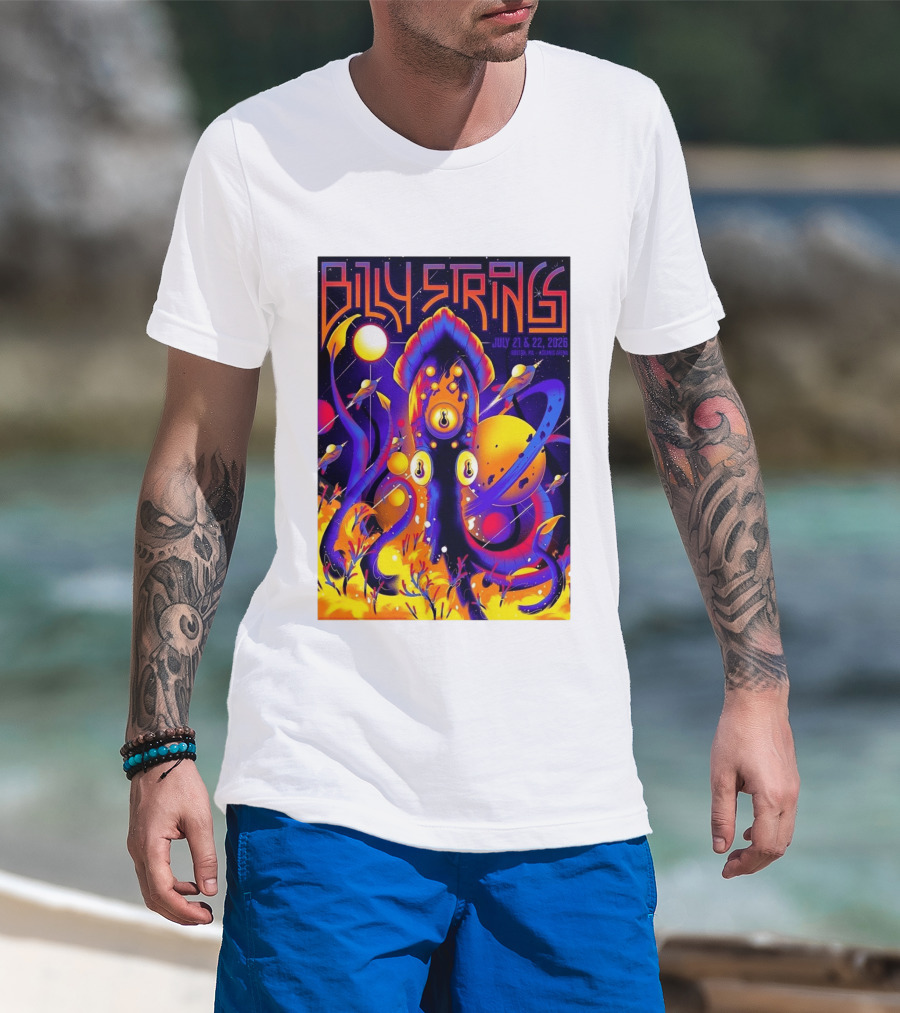 Billy Strings Boston MA July 21 22 2026 Live Agganis Arena Event Psychedelic Cosmic Squid T-Shirt