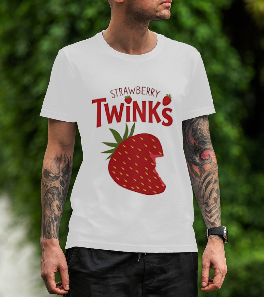 Strawberry Twinks Bitten Berry Fun Playful T-Shirt