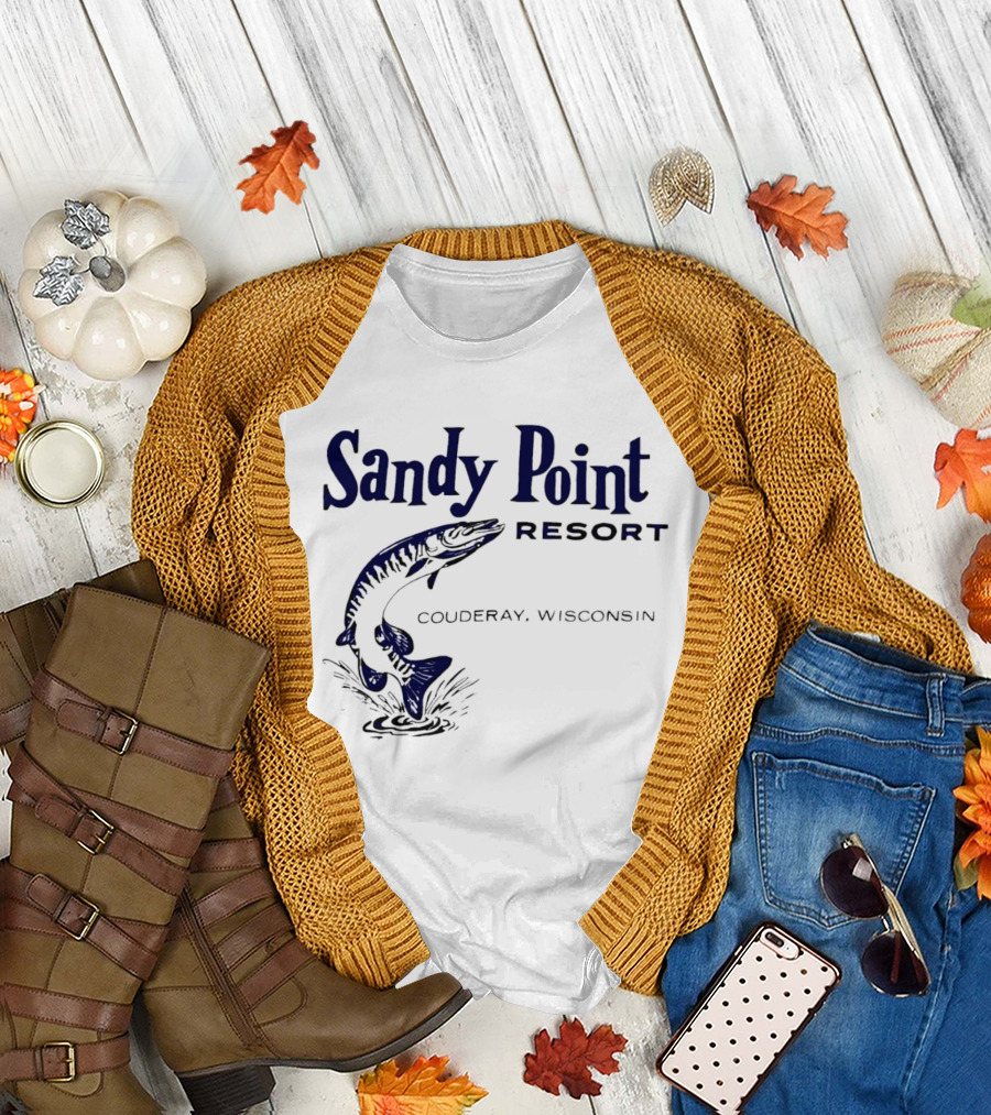 Sandy Point Resort Couderay Wisconsin Jumping Fish T-Shirt