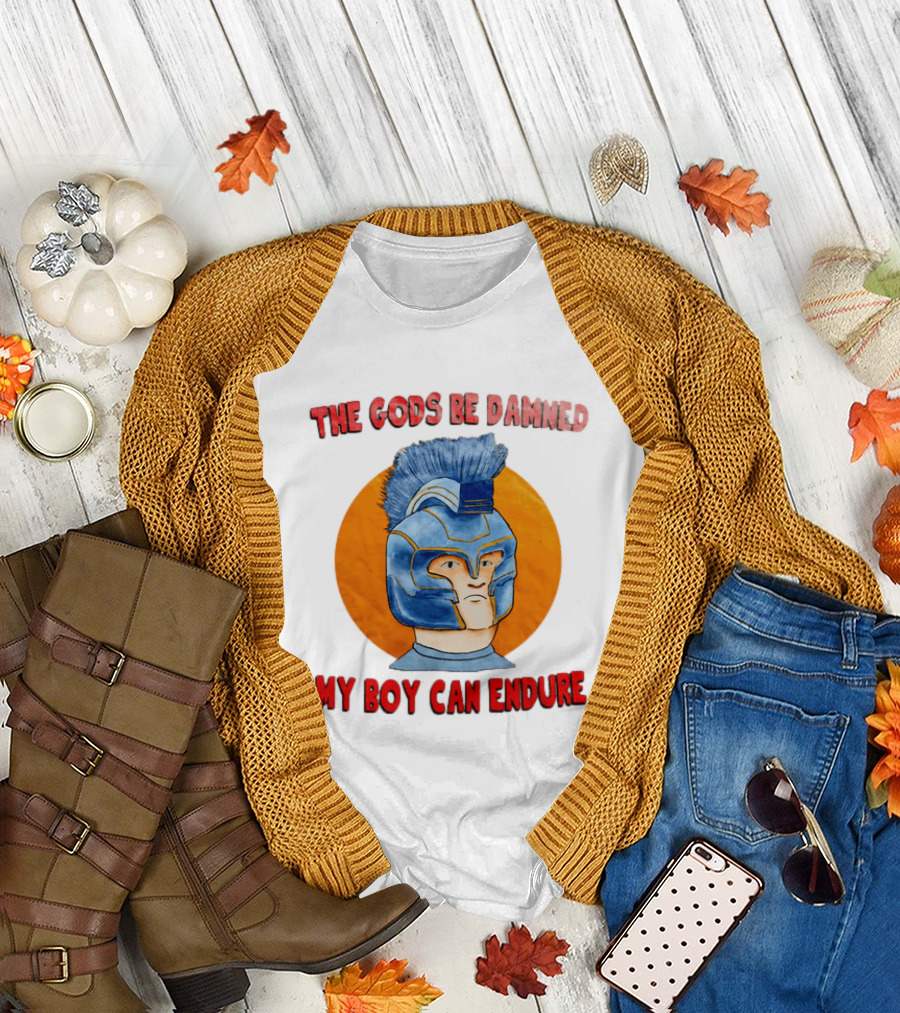 The Gods Be Damned My Boy Can Endure Spartan Helmet T-Shirt