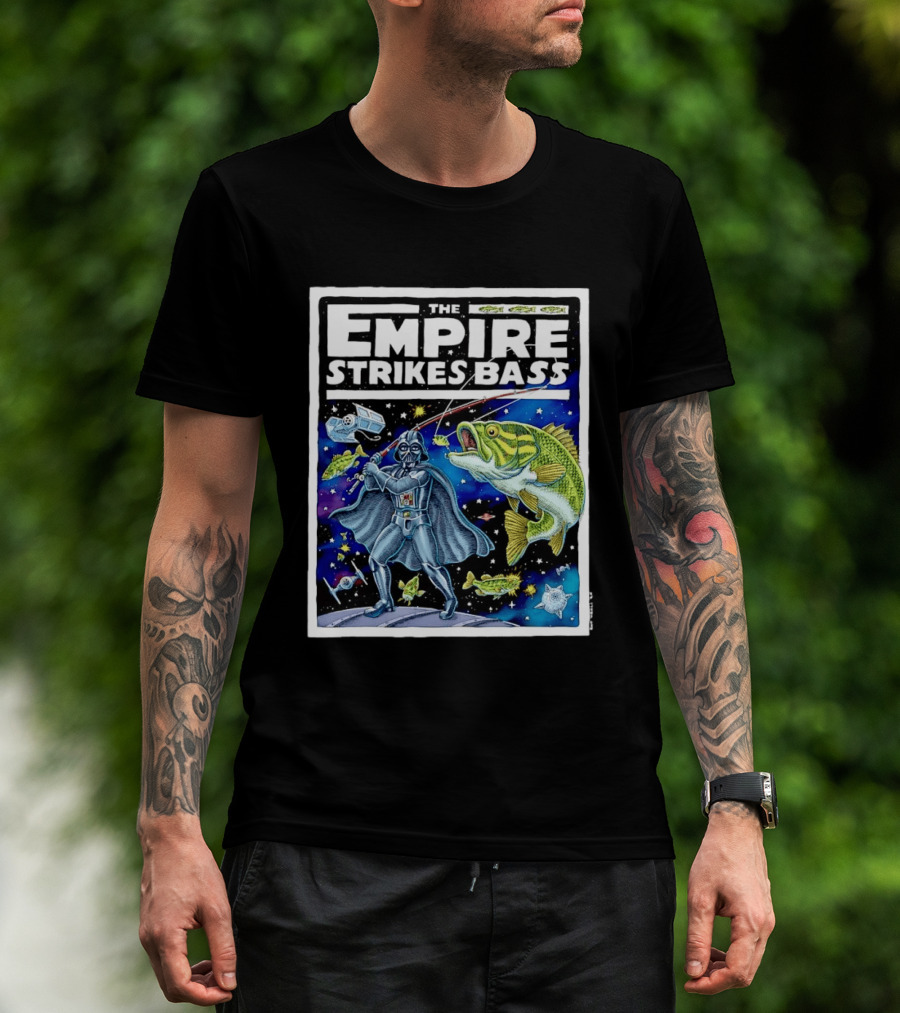 The Empire Strikes Bass Darth Vader Fishing Space Adventure T-Shirt