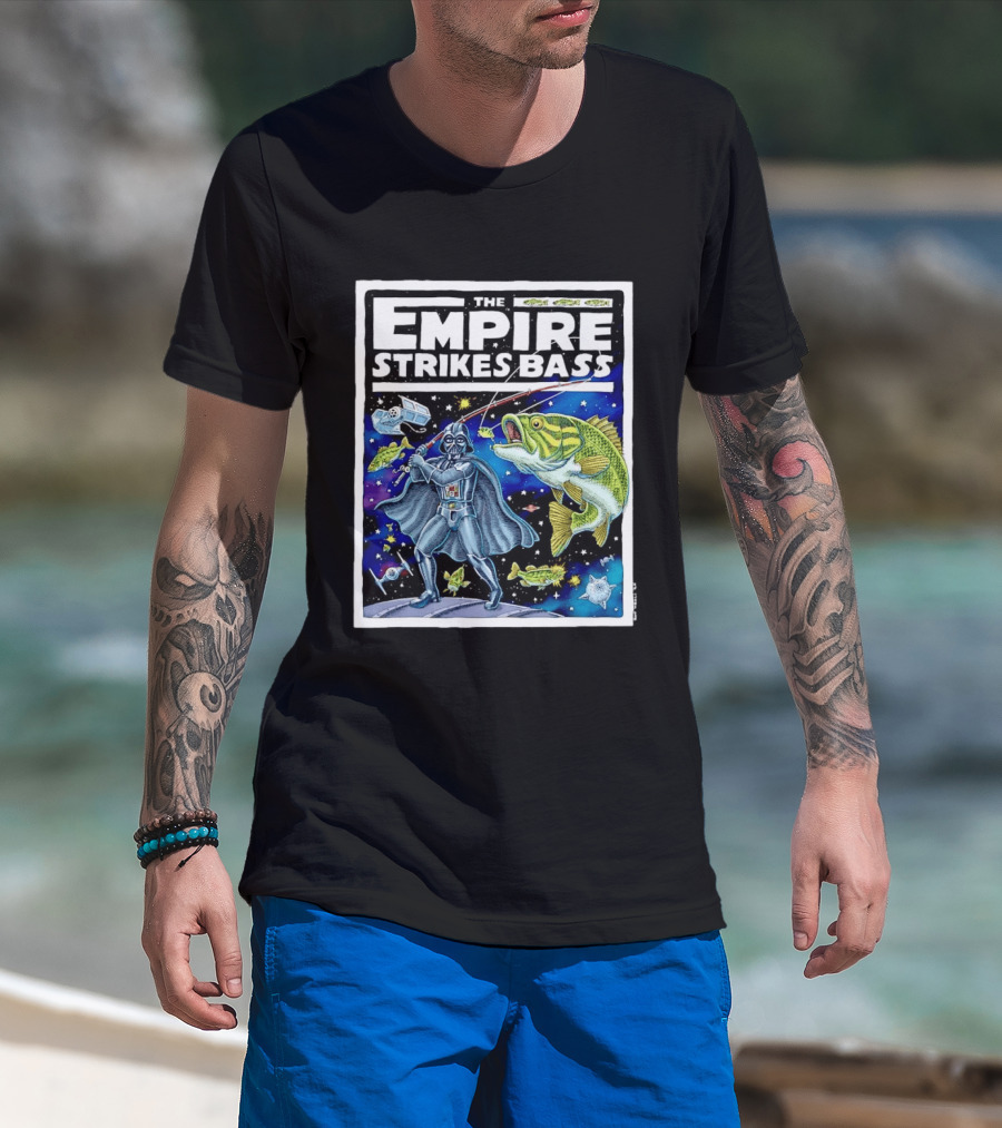 The Empire Strikes Bass Darth Vader Fishing Space Adventure T-Shirt