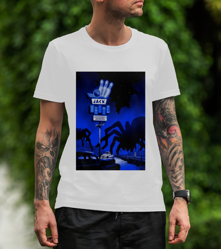 Jack White Indianapolis IN 2026 Everwise Amphitheater Event With Spiders And Bowling Sign T-Shirt
