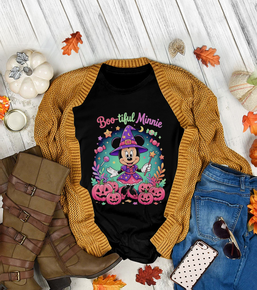 Boo Tiful Minnie Halloween Pumpkin Witch Disney Magic T-Shirt