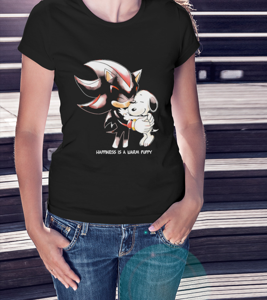Happiness Is A Warm Puppy Shadow The Hedgehog Embrace T-Shirt