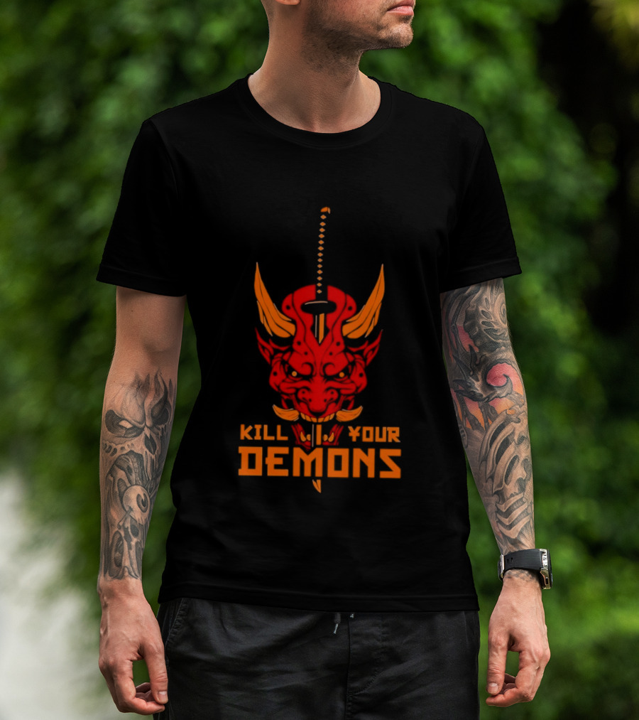 Kill Your Demons Oni Mask Samurai Sword T-Shirt
