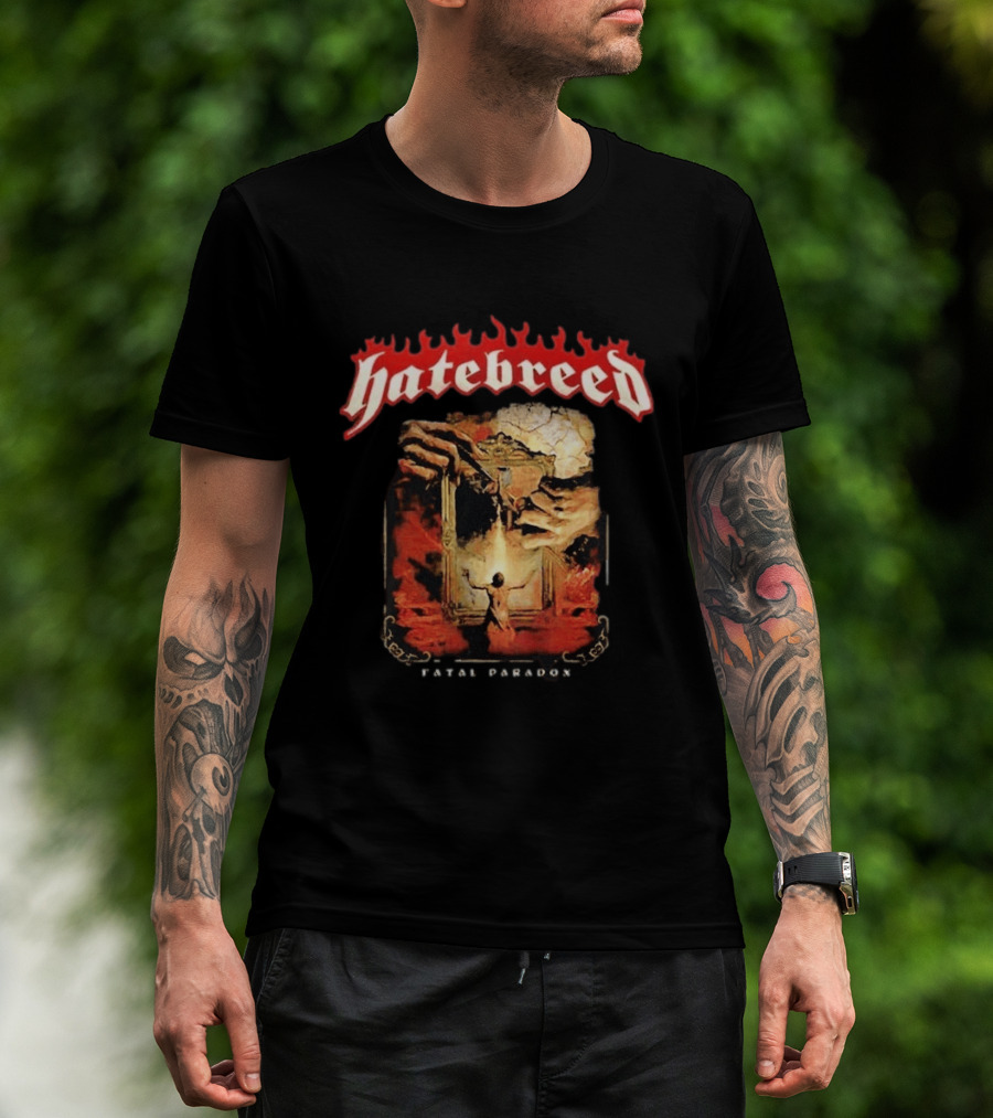 Hatebreed Fatal Paradox Fiery Artwork With Hands And Figure T-Shirt