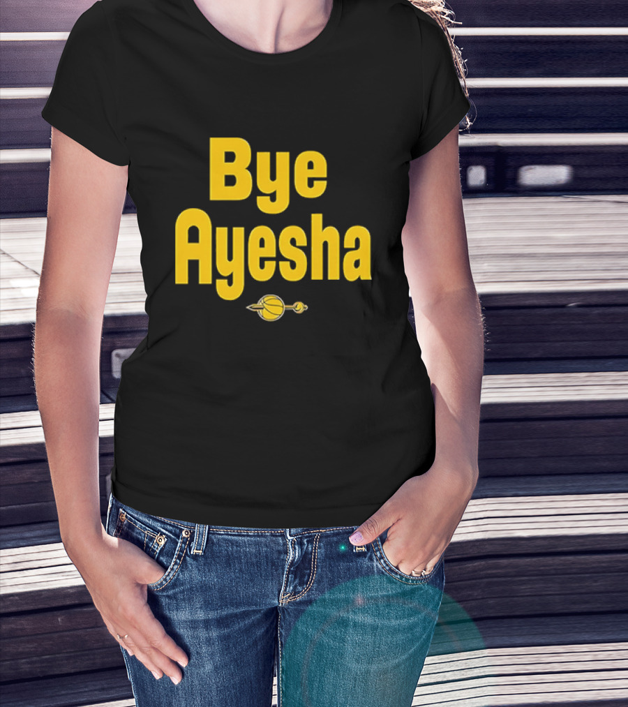 Bye Ayesha Basketball Team Yellow Text With Ball And Hoop T-Shirt