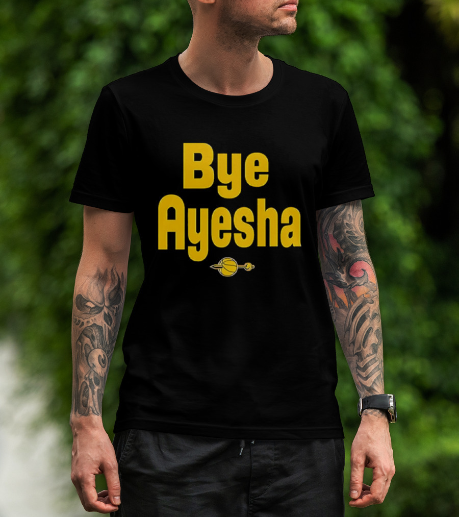 Bye Ayesha Basketball Team Yellow Text With Ball And Hoop T-Shirt
