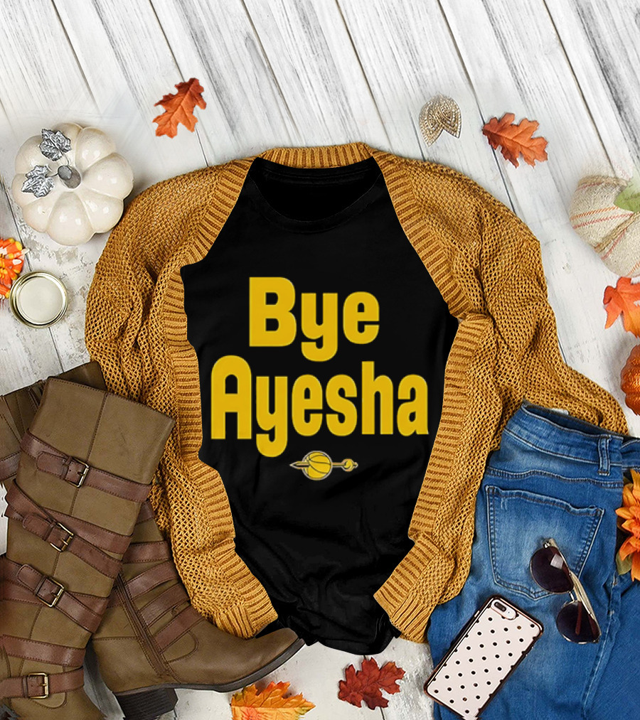 Bye Ayesha Basketball Team Yellow Text With Ball And Hoop T-Shirt